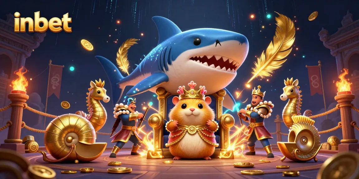 Experience inbet thrills in this vibrant 3D illustration featuring casino elements and a hamster king.