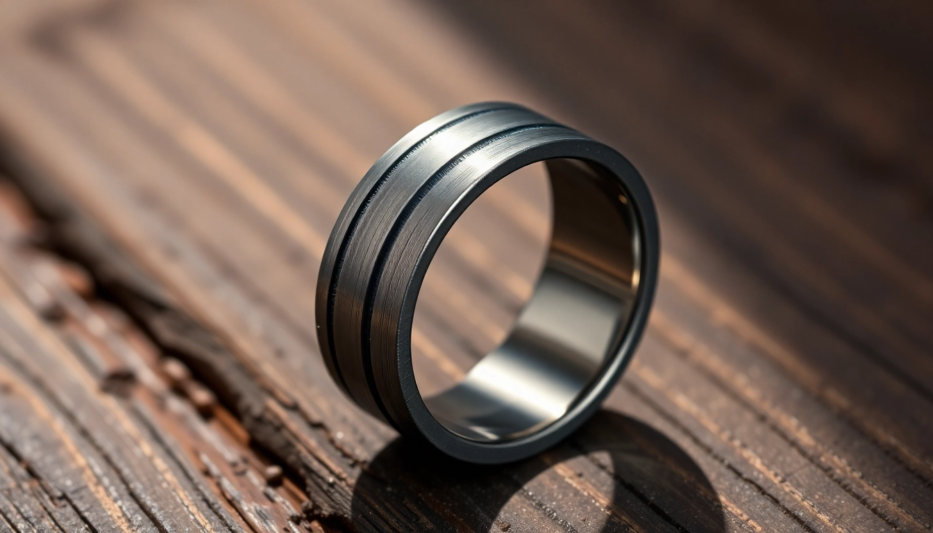 Admire Gunmetal Wedding Bands for Men showcasing sleek brushed finish and modern design.