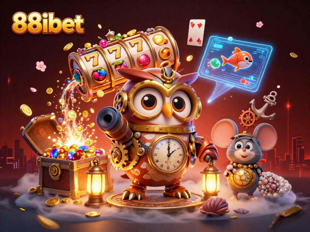 Experience thrilling gambling adventures at 88ibet with a colorful casino-themed illustration.