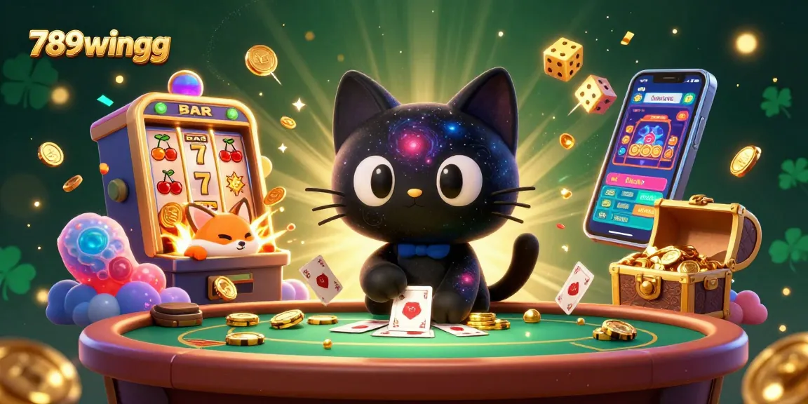 Experience the thrill of 789wingg with a cosmic casino scene featuring vibrant game elements and characters.