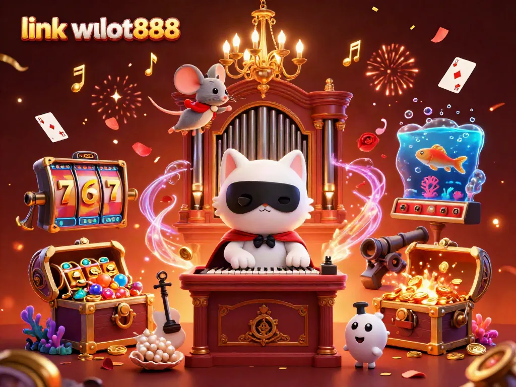 Menggali kemenangan dengan link wslot888, karakter kasino 3D dalam suasana meriah.