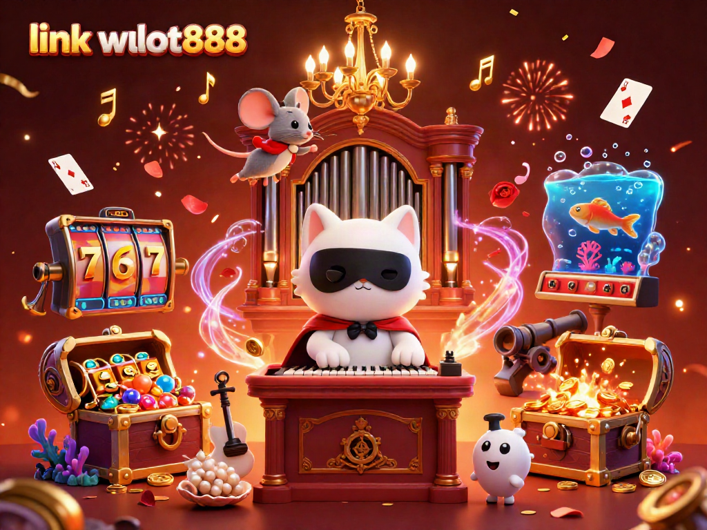 Menggali kemenangan dengan link wslot888, karakter kasino 3D dalam suasana meriah.