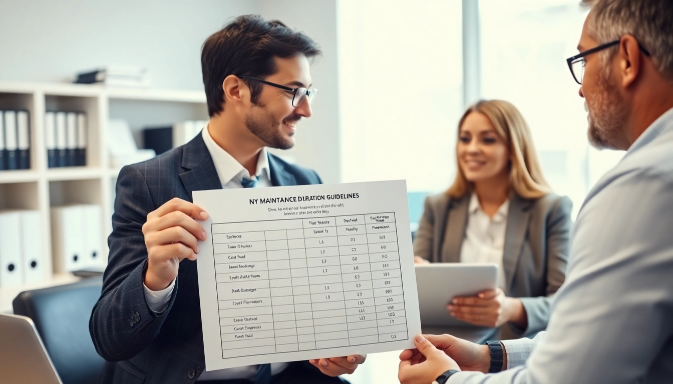 Analyze NY maintenance duration guidelines table during a legal consultation with a family law attorney.