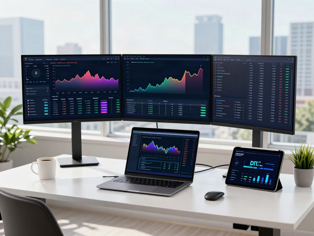 Dynamic workspace integrating stock API Python for cryptocurrency trading with modern tools.