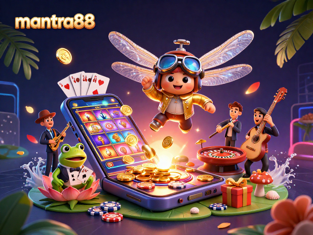 Experience a vibrant mantra88 casino scene with engaging characters and dynamic gaming elements.