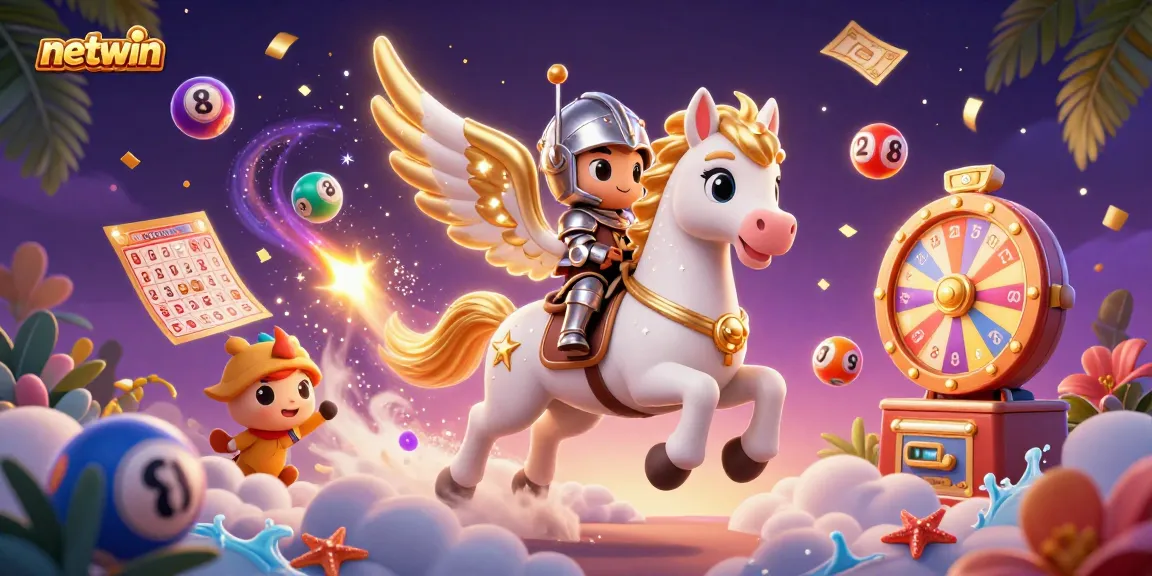 Experience the excitement of netwin with vibrant lottery elements and enchanting 3D characters.