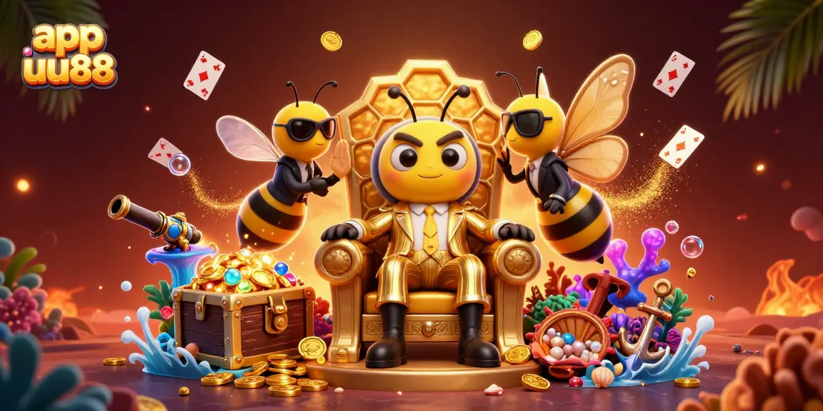 Join the adventure with app uu88, where the 3D cartoon bumblebee mob boss hosts thrilling casino games.